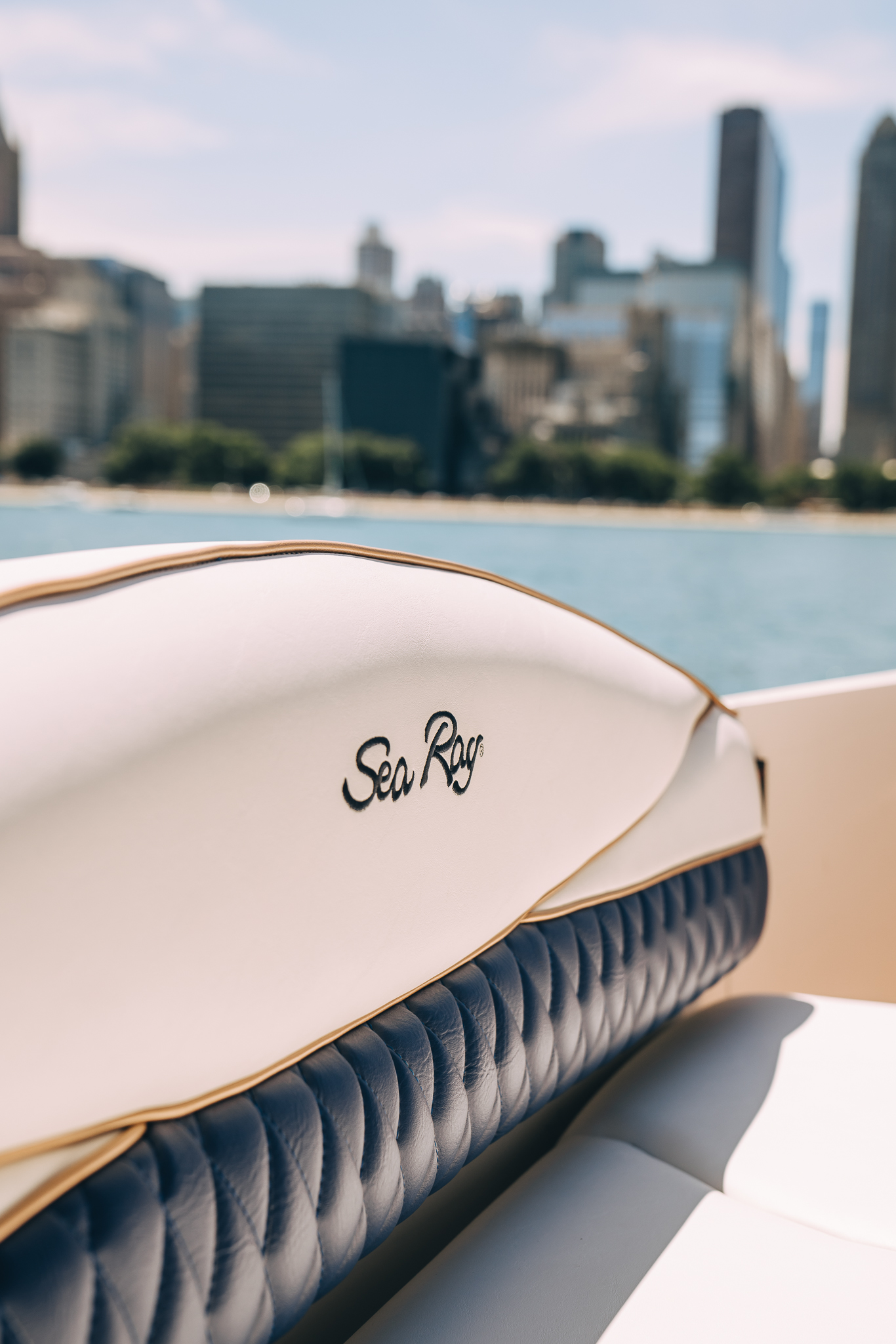 Sea Ray nameplate detail on Soulshine's hull